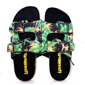 LoudMouth Size 10M Mens Baylor Sandals Slip On Slides Green Black NWT